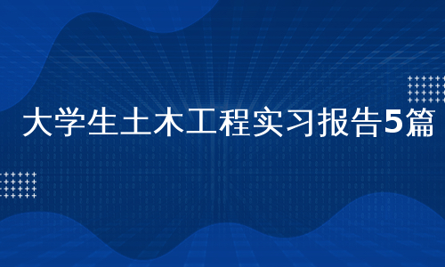 大学生土木工程实习报告5篇