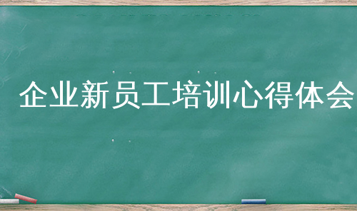 企业新员工培训心得体会