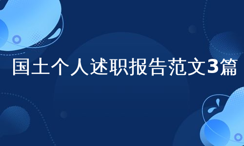 国土个人述职报告范文3篇