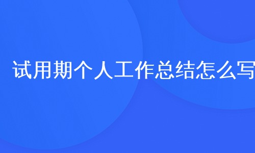 试用期个人工作总结怎么写