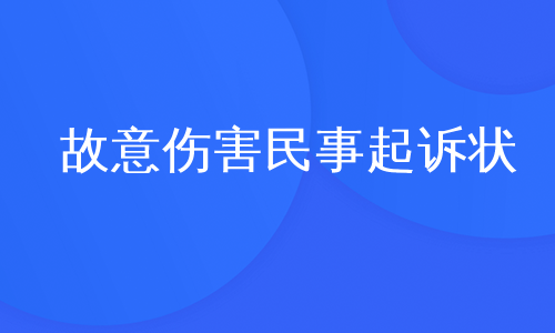 故意伤害民事起诉状