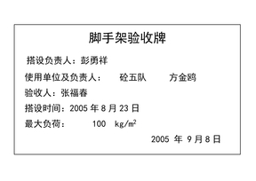 脚手架验收牌9