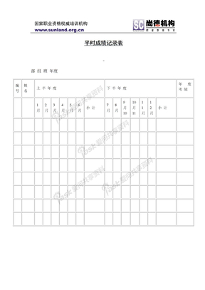 绩效考核平时成绩记录表