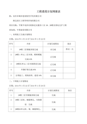 工程进度计划周报表