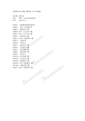 沈阳地区FM 调频广播列表（2012年最新）