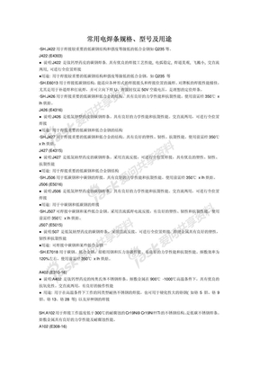 常用电焊条的规格、型号及用途