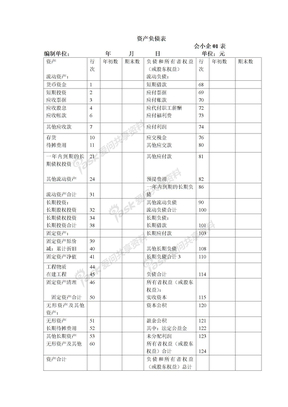 资产负债空白表格