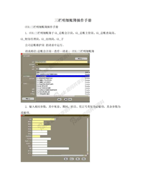 三栏明细账簿操作手册