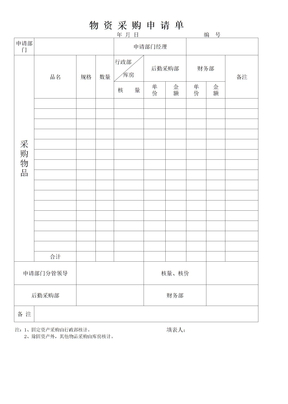 采购单表格模板