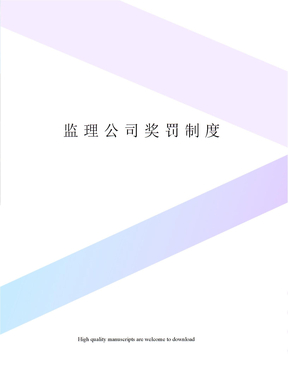 监理公司奖罚制度