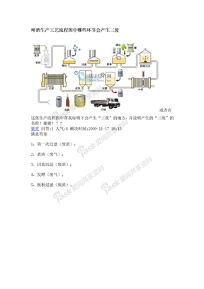 啤酒生产工艺流程图中哪些环节会产生三废