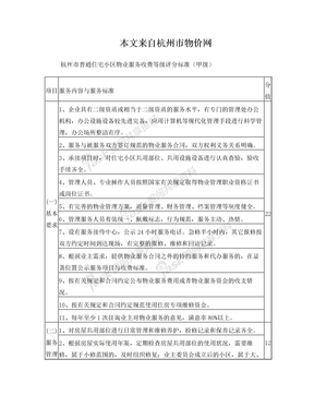 杭州市物业服务等级划分