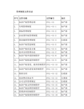 知识产权管理体系管理制度文件及控制程序