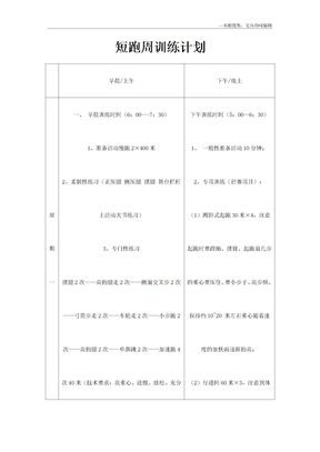 短跑周训练计划表格版