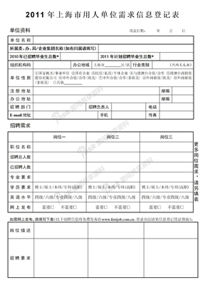 上海市用人需求登记表