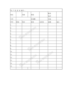 中医推拿客户信息表