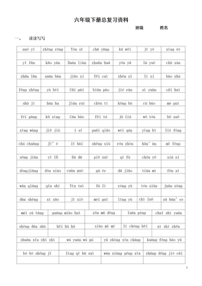 六年级下册总复习资料