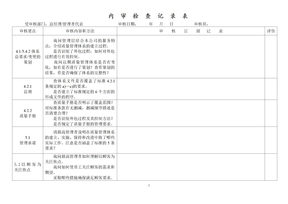 ISO内审检查记录表--总经理管代内审检查表