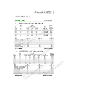 寿力空压机型号汇总