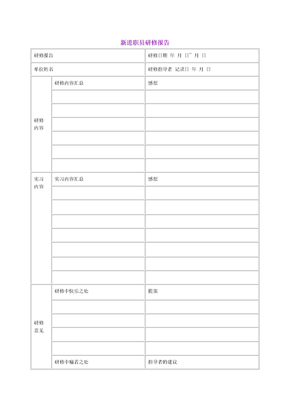 新进职员研修报告表格格式