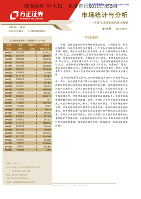 A股市场资金流向统计周报20110503