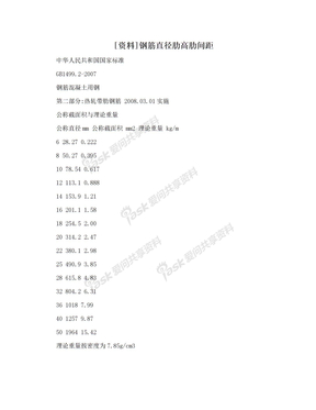 [资料]钢筋直径肋高肋间距