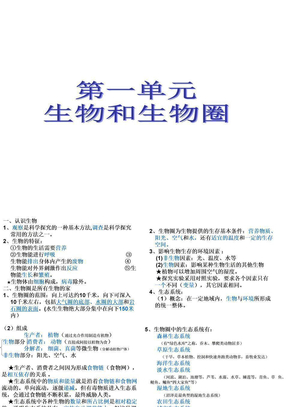 人教版七年级上册生物知识点总结(28张)