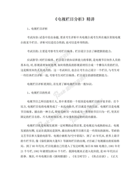 电视栏目分析