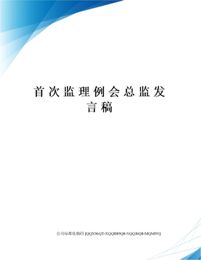 首次监理例会总监发言稿