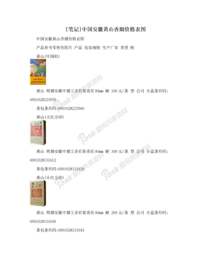 [笔记]中国安徽黄山香烟价格表图