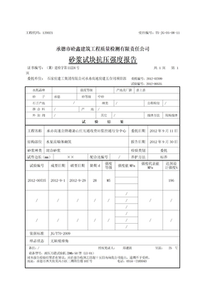 砂浆试块试验报告