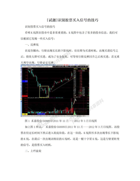 [试题]识别股票买入信号的技巧