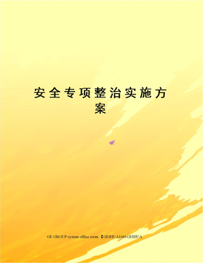 安全专项整治实施方案
