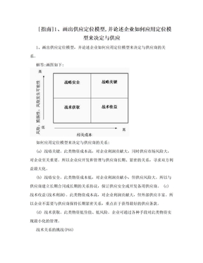 [指南]1、画出供应定位模型,并论述企业如何应用定位模型来决定与供应