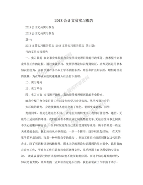 201X会计文员实习报告