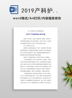 2019产科护理工作计划规划方案