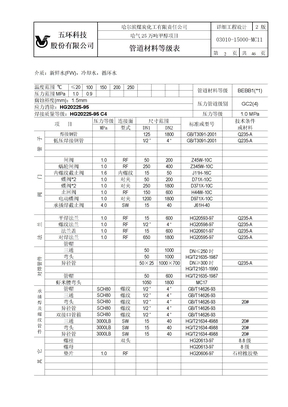 MC11管道材料等级表正文竖表