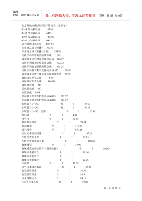 官方尊驰+骏捷维修配件价格表