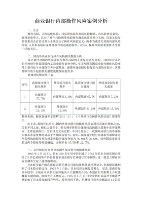 商业银行内控操作风险案例分析