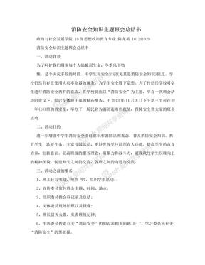 消防安全知识主题班会总结书