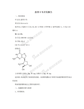 恩替卡韦开发报告