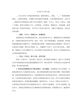 公司审计工作计划