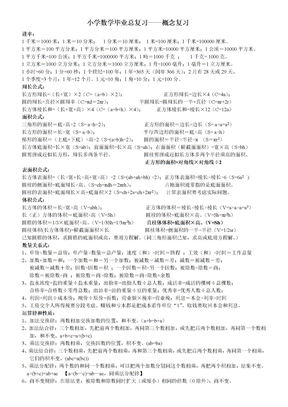 小学概念公式大全