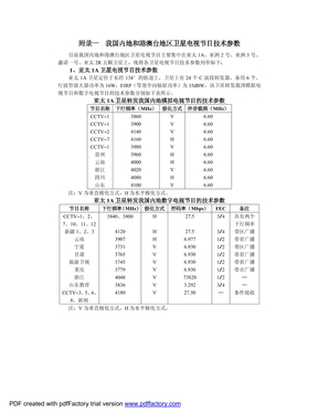 卫星电视节目技术参数