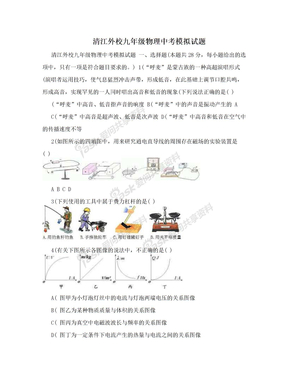 清江外校九年级物理中考模拟试题