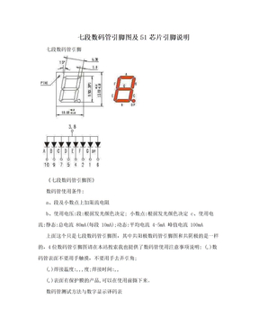 七段数码管引脚图及51芯片引脚说明