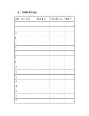 项目付款明细表