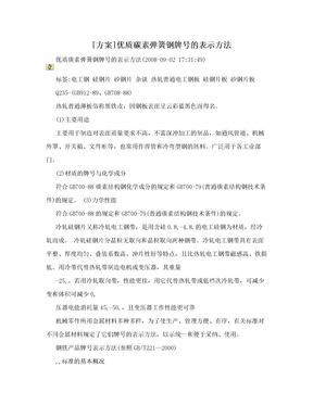 [方案]优质碳素弹簧钢牌号的表示方法