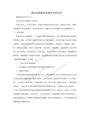 唐山市职称改革领导小组文件