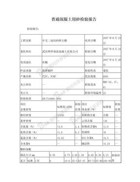 普通混凝土用砂检验报告